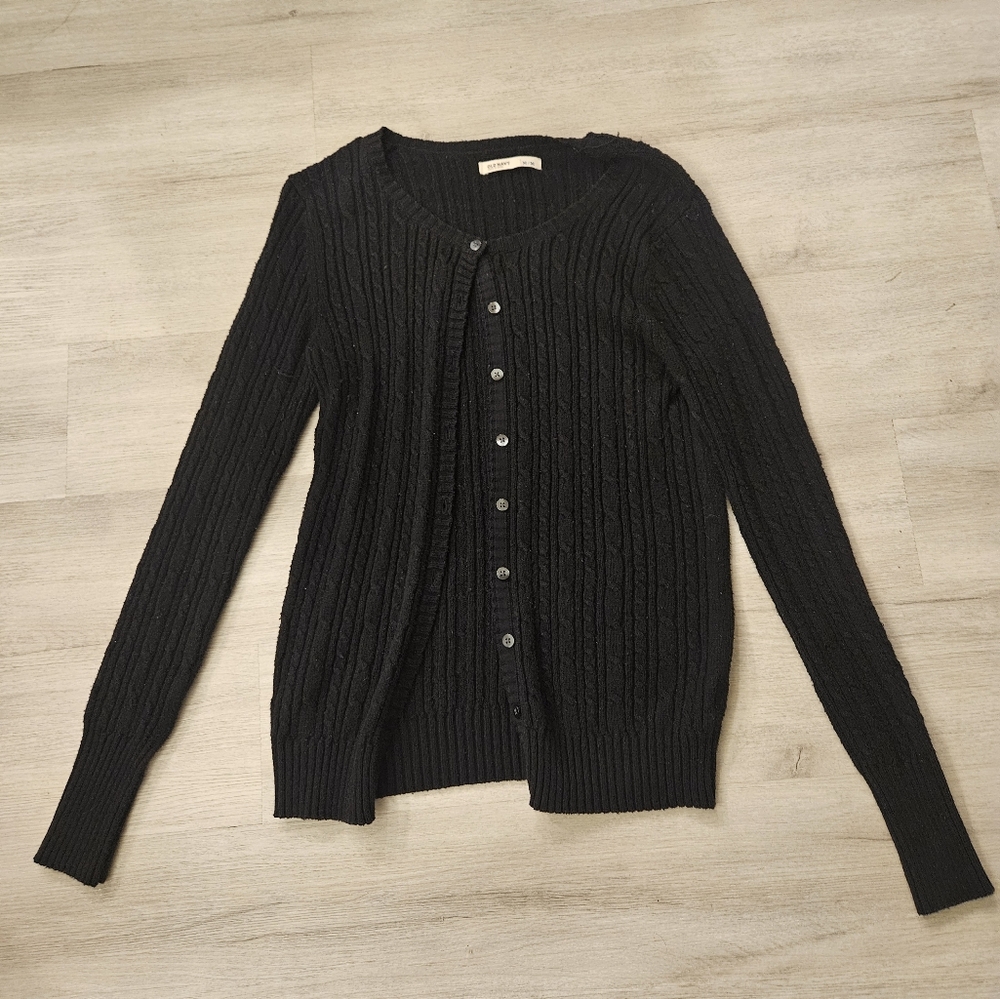 Old Navy Black Cable-Knit Button Cardigan